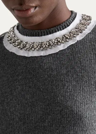 Prada Embellished Short-Sleeve Sweater | Thumbnail 4 Prada Embellished Short-Sleeve Sweater | Thumbnail 4