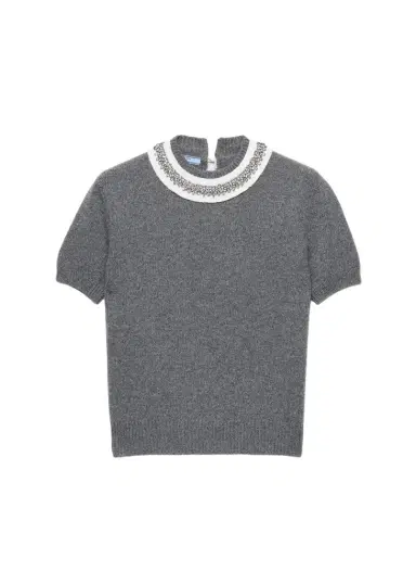 Prada Embellished Short-Sleeve Sweater | Thumbnail 1 Prada Embellished Short-Sleeve Sweater | Thumbnail 1