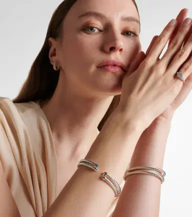 David Yurman Cable Flex sterling silver and 14kt gold cuff bracelet | Thumbnail 3 David Yurman Cable Flex sterling silver and 14kt gold cuff bracelet | Thumbnail 3