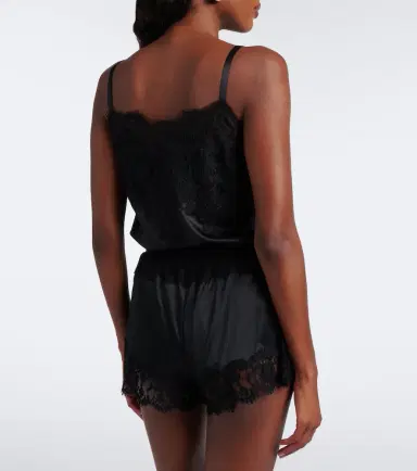 Dolce & Gabbana Lace-trimmed silk and cotton-blend shorts | Thumbnail 4 Dolce & Gabbana Lace-trimmed silk and cotton-blend shorts | Thumbnail 4