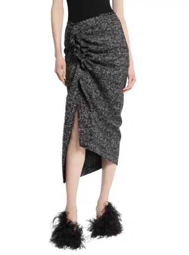 Michael Kors Collection Smudged Glen Plaid Wool Pareo Skirt | Thumbnail 1 Michael Kors Collection Smudged Glen Plaid Wool Pareo Skirt | Thumbnail 1