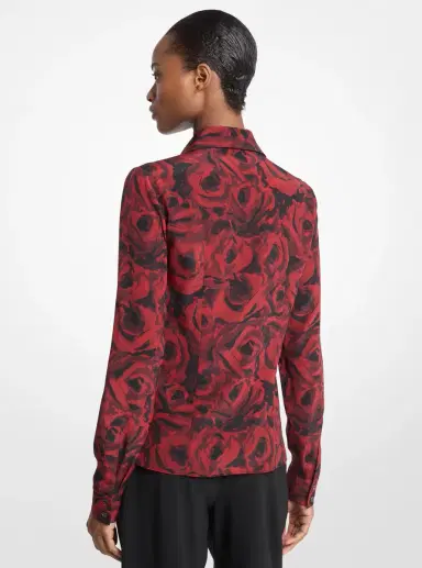 Michael Kors Collection Hansen Floral Print Silk Crepe De Chine Blouse | Thumbnail 2 Michael Kors Collection Hansen Floral Print Silk Crepe De Chine Blouse | Thumbnail 2