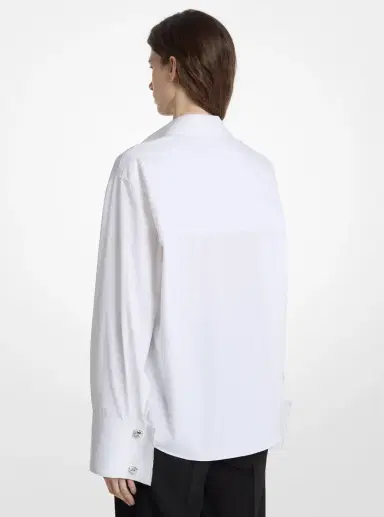 Michael Kors Collection Frayed Cotton Poplin French Cuff Shirt | Thumbnail 2 Michael Kors Collection Frayed Cotton Poplin French Cuff Shirt | Thumbnail 2