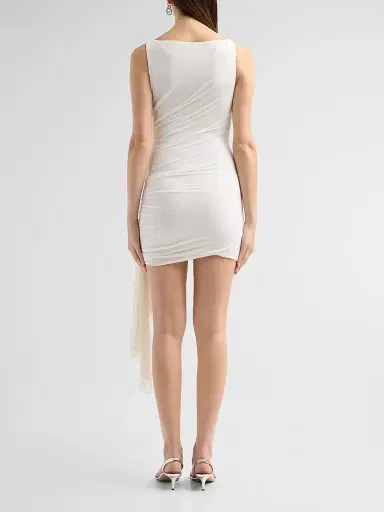 Alexander Wang Women's Asymmetric Ruched Mini Dress - Star White | Thumbnail 3 Alexander Wang Women's Asymmetric Ruched Mini Dress - Star White | Thumbnail 3