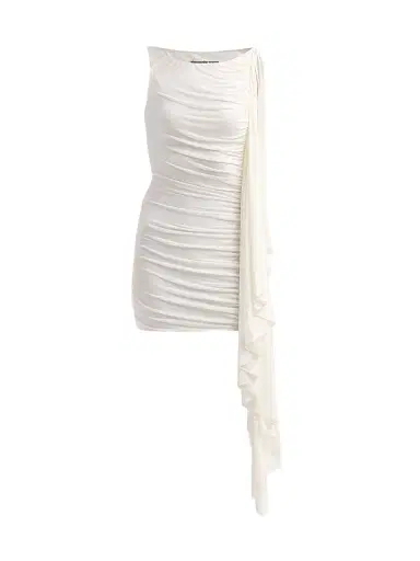Alexander Wang Women's Asymmetric Ruched Mini Dress - Star White | Thumbnail 1 Alexander Wang Women's Asymmetric Ruched Mini Dress - Star White | Thumbnail 1