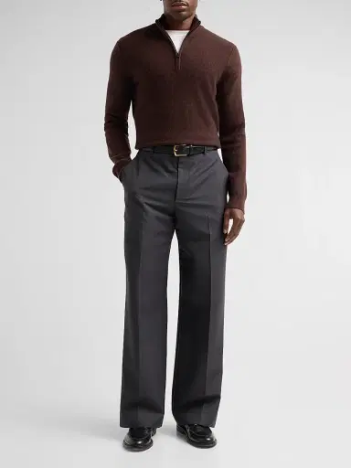Vince Men's Boiled Cashmere Zip Sweater - Chocolate Plum - Size XXL | Thumbnail 2 Vince Men's Boiled Cashmere Zip Sweater - Chocolate Plum - Size XXL | Thumbnail 2