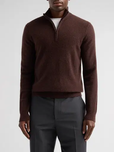 Vince Men's Boiled Cashmere Zip Sweater - Chocolate Plum - Size XXL | Thumbnail 4 Vince Men's Boiled Cashmere Zip Sweater - Chocolate Plum - Size XXL | Thumbnail 4
