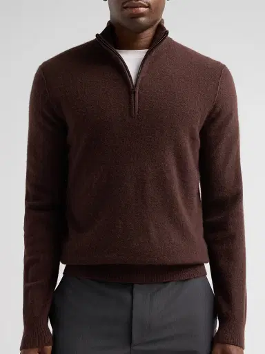 Vince Men's Boiled Cashmere Zip Sweater - Chocolate Plum - Size XXL | Thumbnail 5 Vince Men's Boiled Cashmere Zip Sweater - Chocolate Plum - Size XXL | Thumbnail 5
