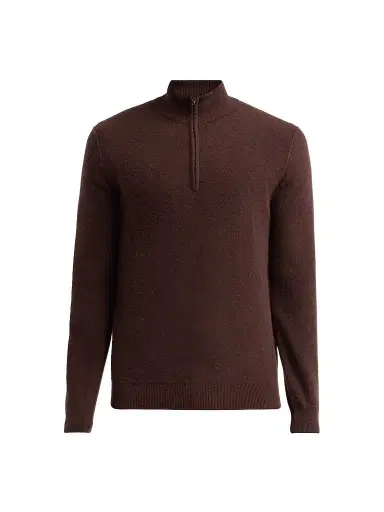 Vince Men's Boiled Cashmere Zip Sweater - Chocolate Plum - Size XXL | Thumbnail 1 Vince Men's Boiled Cashmere Zip Sweater - Chocolate Plum - Size XXL | Thumbnail 1
