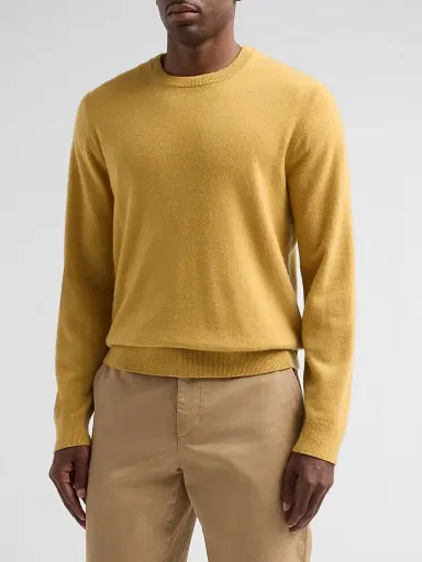 Vince Men's Cashmere Crewneck Sweater - Light Curry - Size XL | Thumbnail 4 Vince Men's Cashmere Crewneck Sweater - Light Curry - Size XL | Thumbnail 4