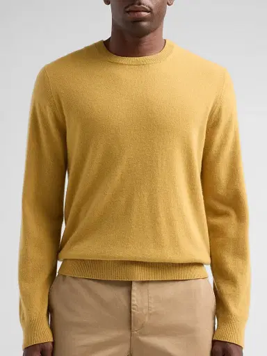 Vince Men's Cashmere Crewneck Sweater - Light Curry - Size XL | Thumbnail 5 Vince Men's Cashmere Crewneck Sweater - Light Curry - Size XL | Thumbnail 5
