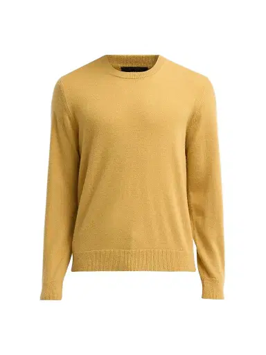 Vince Men's Cashmere Crewneck Sweater - Light Curry - Size XL | Thumbnail 1 Vince Men's Cashmere Crewneck Sweater - Light Curry - Size XL | Thumbnail 1