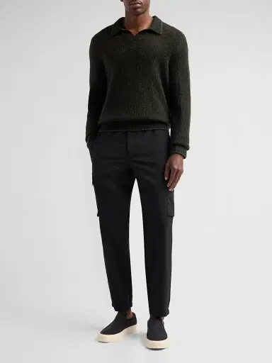 Vince Men's Thermal Cashmere V-Neck Sweater - Night Leaf Black - Size XXL | Thumbnail 2 Vince Men's Thermal Cashmere V-Neck Sweater - Night Leaf Black - Size XXL | Thumbnail 2