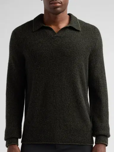 Vince Men's Thermal Cashmere V-Neck Sweater - Night Leaf Black - Size XXL | Thumbnail 5 Vince Men's Thermal Cashmere V-Neck Sweater - Night Leaf Black - Size XXL | Thumbnail 5