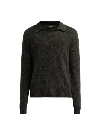 Vince Men's Thermal Cashmere V-Neck Sweater - Night Leaf Black - Size XXL | Thumbnail 1 Vince Men's Thermal Cashmere V-Neck Sweater - Night Leaf Black - Size XXL | Thumbnail 1