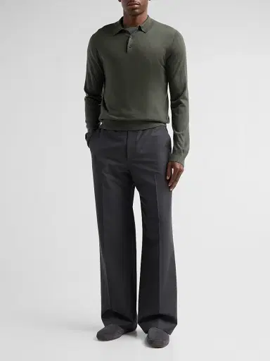 Vince Men's Merino Wool Polo Sweater - Night Leaf - Size XXL | Thumbnail 2 Vince Men's Merino Wool Polo Sweater - Night Leaf - Size XXL | Thumbnail 2
