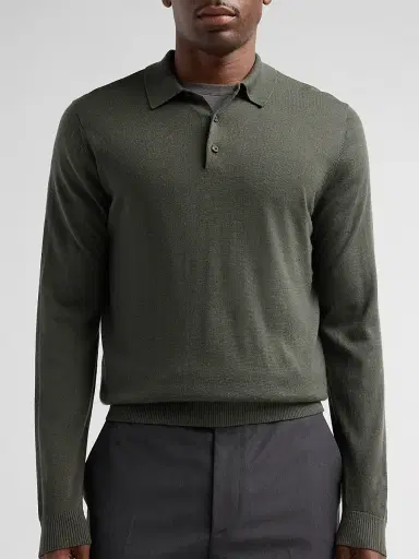 Vince Men's Merino Wool Polo Sweater - Night Leaf - Size XXL | Thumbnail 5 Vince Men's Merino Wool Polo Sweater - Night Leaf - Size XXL | Thumbnail 5