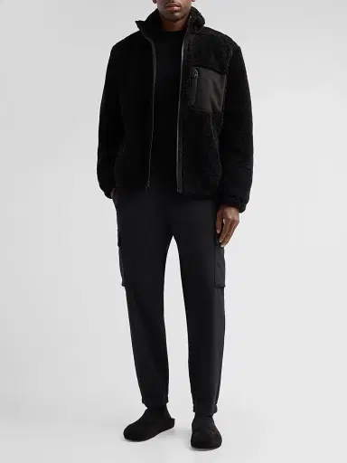 Vince Men's Faux-Sherpa Zip-Up Jacket - Black - Size XL | Thumbnail 2 Vince Men's Faux-Sherpa Zip-Up Jacket - Black - Size XL | Thumbnail 2