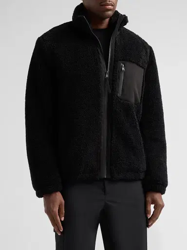 Vince Men's Faux-Sherpa Zip-Up Jacket - Black - Size XL | Thumbnail 4 Vince Men's Faux-Sherpa Zip-Up Jacket - Black - Size XL | Thumbnail 4