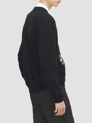 McQueen Men's Embroidered Wool Cardigan - Black | Thumbnail 5 McQueen Men's Embroidered Wool Cardigan - Black | Thumbnail 5