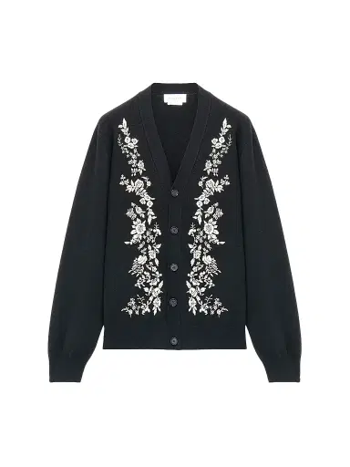 McQueen Men's Embroidered Wool Cardigan - Black | Thumbnail 1 McQueen Men's Embroidered Wool Cardigan - Black | Thumbnail 1