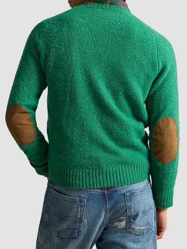 Polo Ralph Lauren Men's Elbow-Patch Wool-Cashmere Crewneck Sweater - Green Basil | Thumbnail 3 Polo Ralph Lauren Men's Elbow-Patch Wool-Cashmere Crewneck Sweater - Green Basil | Thumbnail 3