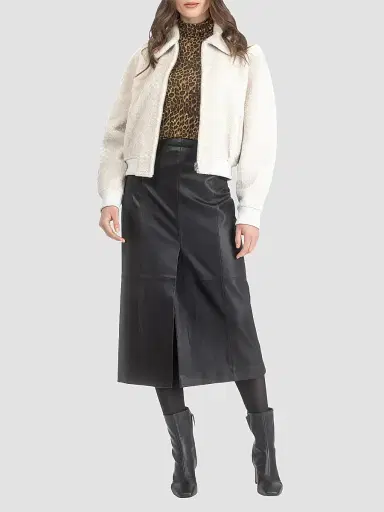 Gorski Women's Reversible Textured Shearling Lamb Zip Coat - | Thumbnail 2 Gorski Women's Reversible Textured Shearling Lamb Zip Coat - | Thumbnail 2