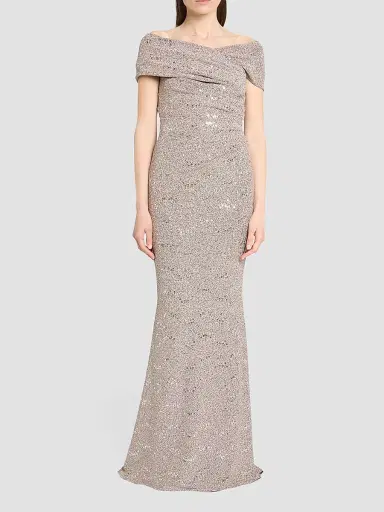 Talbot Runhof Women's Sequin Jersey Off-the-Shoulder Gown | Thumbnail 2 Talbot Runhof Women's Sequin Jersey Off-the-Shoulder Gown | Thumbnail 2