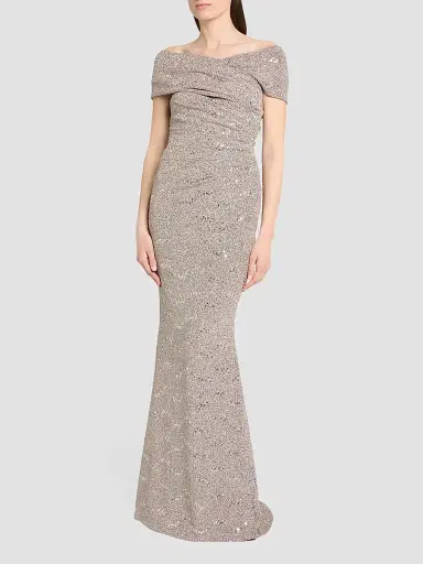 Talbot Runhof Women's Sequin Jersey Off-the-Shoulder Gown | Thumbnail 4 Talbot Runhof Women's Sequin Jersey Off-the-Shoulder Gown | Thumbnail 4