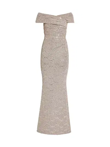 Talbot Runhof Women's Sequin Jersey Off-the-Shoulder Gown | Thumbnail 1 Talbot Runhof Women's Sequin Jersey Off-the-Shoulder Gown | Thumbnail 1