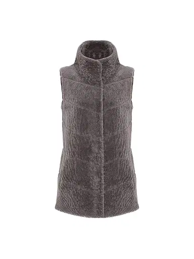 Gorski Women's Reversible Textured Shearling Lamb Vest | Thumbnail 1 Gorski Women's Reversible Textured Shearling Lamb Vest | Thumbnail 1