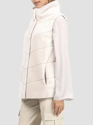 Gorski Women's Reversible Textured Shearling Lamb Vest - Cream - Size Small | Thumbnail 4 Gorski Women's Reversible Textured Shearling Lamb Vest - Cream - Size Small | Thumbnail 4