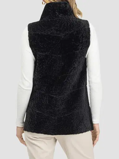 Gorski Women's Reversible Textured Shearling Lamb Vest - Black - Size Small | Thumbnail 6 Gorski Women's Reversible Textured Shearling Lamb Vest - Black - Size Small | Thumbnail 6