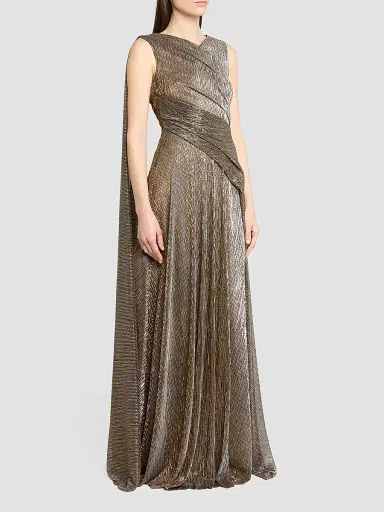 Talbot Runhof Women's Metallic Voile Gown | Thumbnail 4 Talbot Runhof Women's Metallic Voile Gown | Thumbnail 4