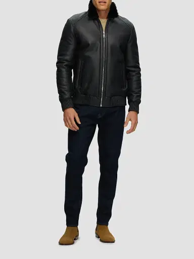 Gorski Men's Merino Shearling Lamb Jacket - Dark Blue | Thumbnail 2 Gorski Men's Merino Shearling Lamb Jacket - Dark Blue | Thumbnail 2