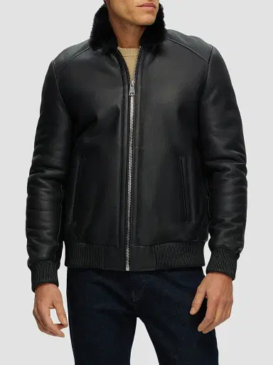 Gorski Men's Merino Shearling Lamb Jacket - Dark Blue | Thumbnail 4 Gorski Men's Merino Shearling Lamb Jacket - Dark Blue | Thumbnail 4