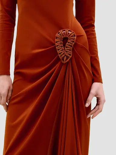 Silvia Tcherassi Women's Ananya Draped Jersey Midi Dress - Terracota | Thumbnail 4 Silvia Tcherassi Women's Ananya Draped Jersey Midi Dress - Terracota | Thumbnail 4