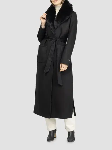 Gorski Women's Cashmere and Wool Coat with Detachable Collar - Black | Thumbnail 2 Gorski Women's Cashmere and Wool Coat with Detachable Collar - Black | Thumbnail 2