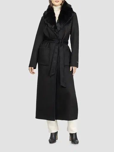 Gorski Women's Cashmere and Wool Coat with Detachable Collar - Black | Thumbnail 3 Gorski Women's Cashmere and Wool Coat with Detachable Collar - Black | Thumbnail 3