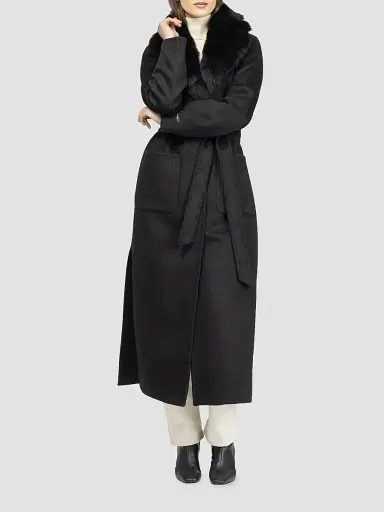 Gorski Women's Cashmere and Wool Coat with Detachable Collar - Black | Thumbnail 5 Gorski Women's Cashmere and Wool Coat with Detachable Collar - Black | Thumbnail 5