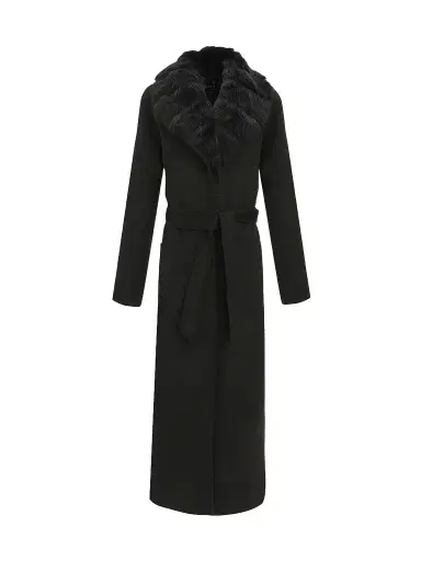 Gorski Women's Cashmere and Wool Coat with Detachable Collar - Black | Thumbnail 1 Gorski Women's Cashmere and Wool Coat with Detachable Collar - Black | Thumbnail 1