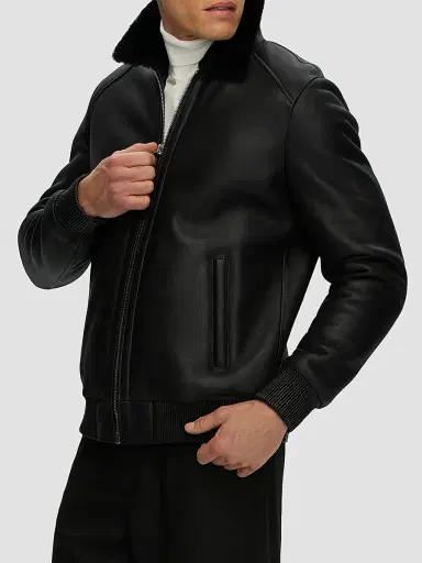 Gorski Men's Merino Shearling Lamb Jacket - Black | Thumbnail 4 Gorski Men's Merino Shearling Lamb Jacket - Black | Thumbnail 4