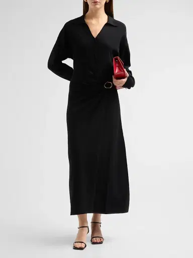 Altuzarra Women's Ellington Faux-Wrap Midi Dress - Black | Thumbnail 2 Altuzarra Women's Ellington Faux-Wrap Midi Dress - Black | Thumbnail 2