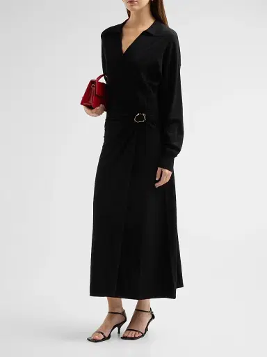 Altuzarra Women's Ellington Faux-Wrap Midi Dress - Black | Thumbnail 4 Altuzarra Women's Ellington Faux-Wrap Midi Dress - Black | Thumbnail 4