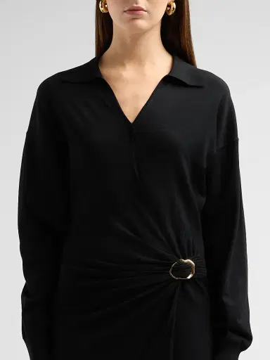 Altuzarra Women's Ellington Faux-Wrap Midi Dress - Black | Thumbnail 5 Altuzarra Women's Ellington Faux-Wrap Midi Dress - Black | Thumbnail 5