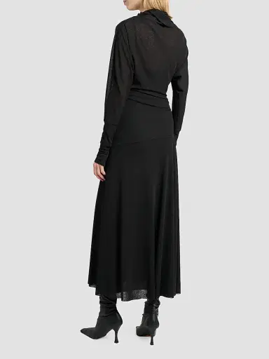 Proenza Schouler Women's Golda Draped Jersey Midi Dress - Black | Thumbnail 3 Proenza Schouler Women's Golda Draped Jersey Midi Dress - Black | Thumbnail 3
