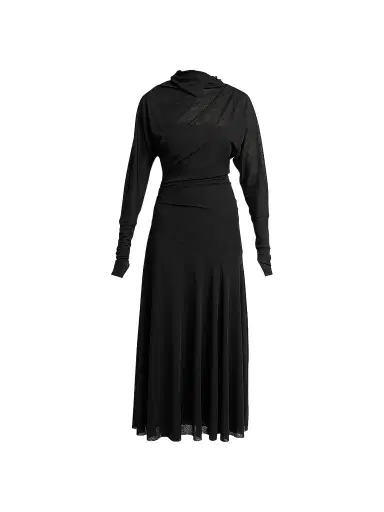 Proenza Schouler Women's Golda Draped Jersey Midi Dress - Black | Thumbnail 1 Proenza Schouler Women's Golda Draped Jersey Midi Dress - Black | Thumbnail 1