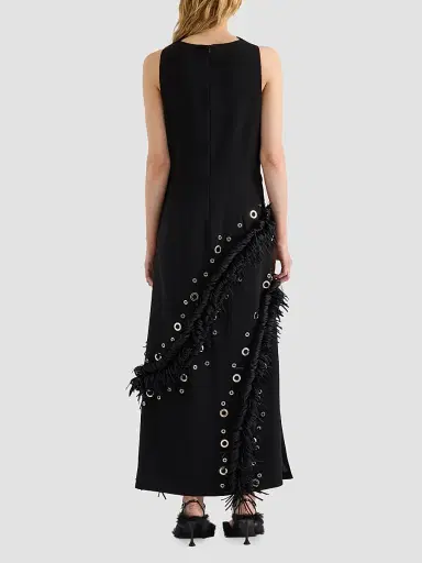 Proenza Schouler Women's Giovanna Fringe Grommet Maxi Dress - Black | Thumbnail 2 Proenza Schouler Women's Giovanna Fringe Grommet Maxi Dress - Black | Thumbnail 2