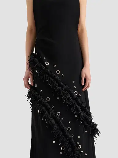 Proenza Schouler Women's Giovanna Fringe Grommet Maxi Dress - Black | Thumbnail 3 Proenza Schouler Women's Giovanna Fringe Grommet Maxi Dress - Black | Thumbnail 3