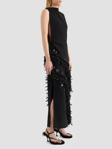 Proenza Schouler Women's Giovanna Fringe Grommet Maxi Dress - Black | Thumbnail 6 Proenza Schouler Women's Giovanna Fringe Grommet Maxi Dress - Black | Thumbnail 6